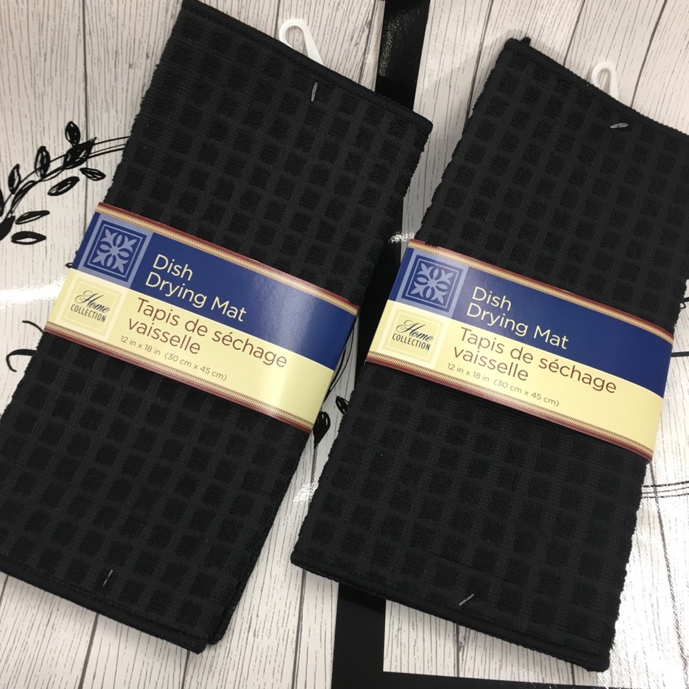 2X Black Dish Drying Mat